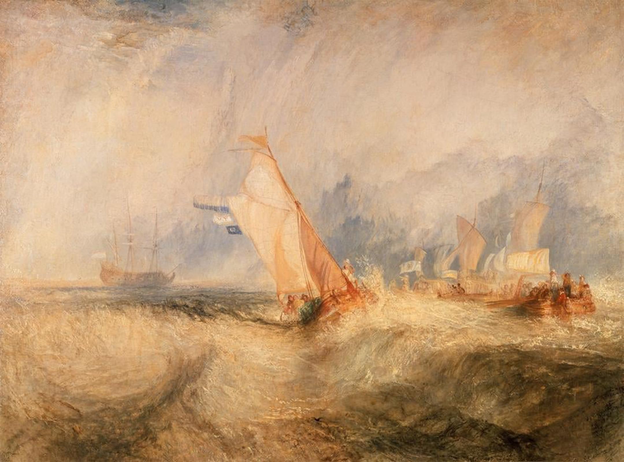 POSTERIIk Famous Modern Artwork Art Mural Admiral Van Tromp Kreuzt Gegen Den Wind by Mallord William Turner Oil Paintings Pictures for Home Decor 60x90cm