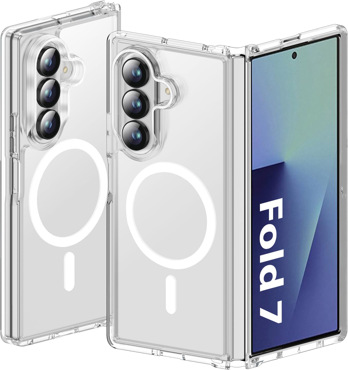 Magnetic Clear Case for Samsung Galaxy Fold 7 2025, Slim Cover Compatible with MagSafe, Hard Back Shockproof Bumper, Support Wireless Charging