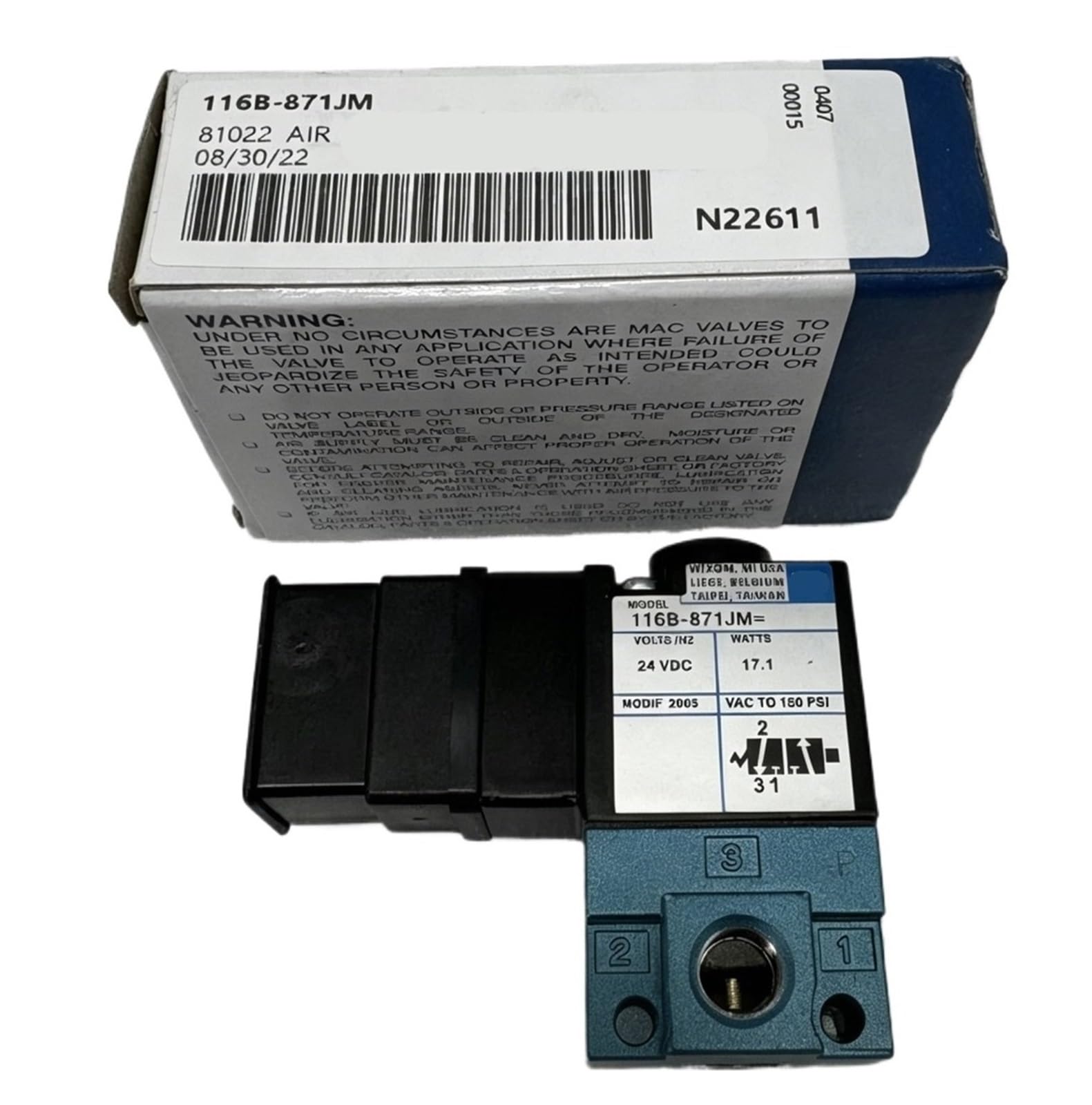Électrovanne 117B-291BAAA valve hydraulique pneumatique 117B-111JM