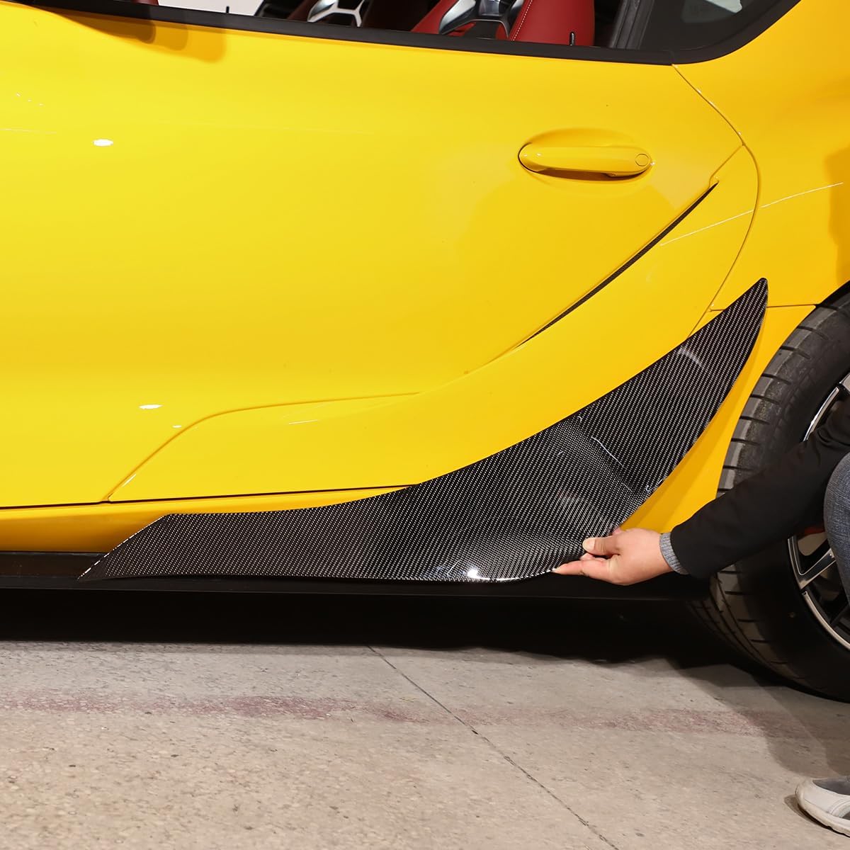 Real Carbon Fiber Fit for Toyota Supra GR A90 A91 MK5 2019-2022 Side Panel Decal Car Decoration Modification Accessories Stickers 2PCS (Black)