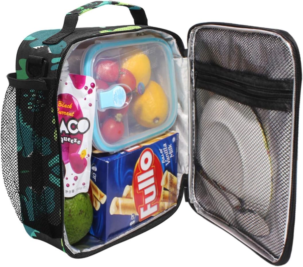 Mnsruu Cute Childish Dinosaur Lunch Bag with Adjustable Shoulder Strap for Boys Girls,Insulated Lunch Box Cooler Bag for School Office Travel - Image 5