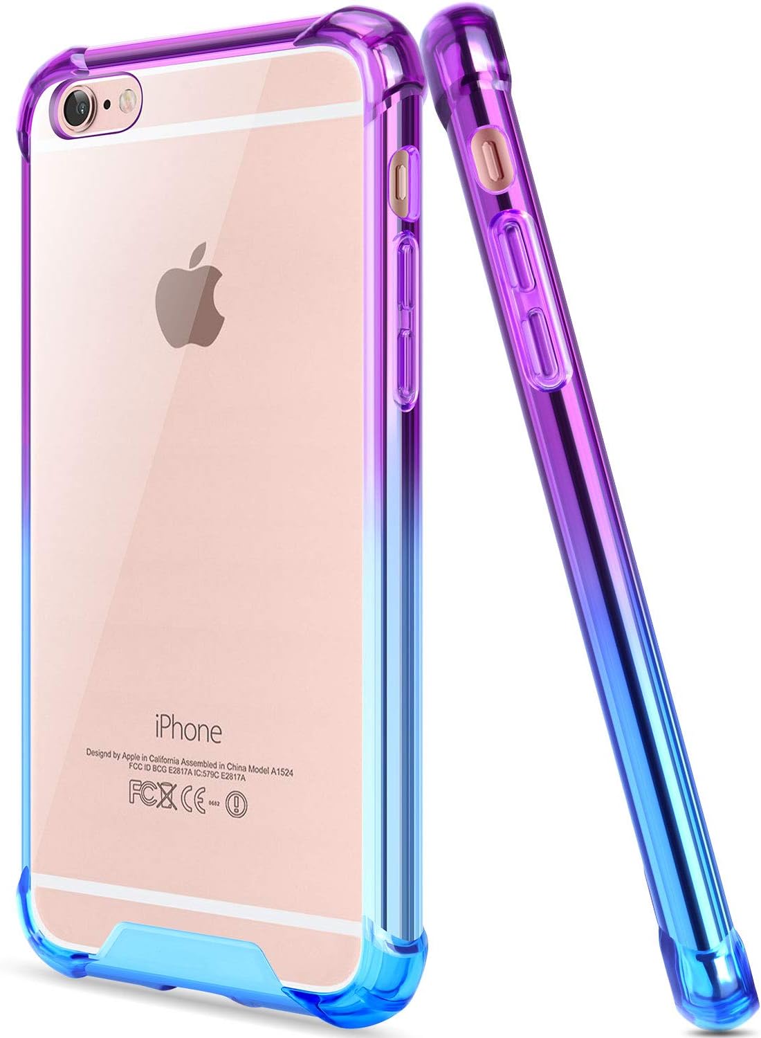 SALAWAT Compatible with iPhone 6/6s Case Clear Cute Anti Scratch Slim Phone Cover Reinforced TPU Bumper Shock Absorption Protective Case 4.7inch (Blue Purple)