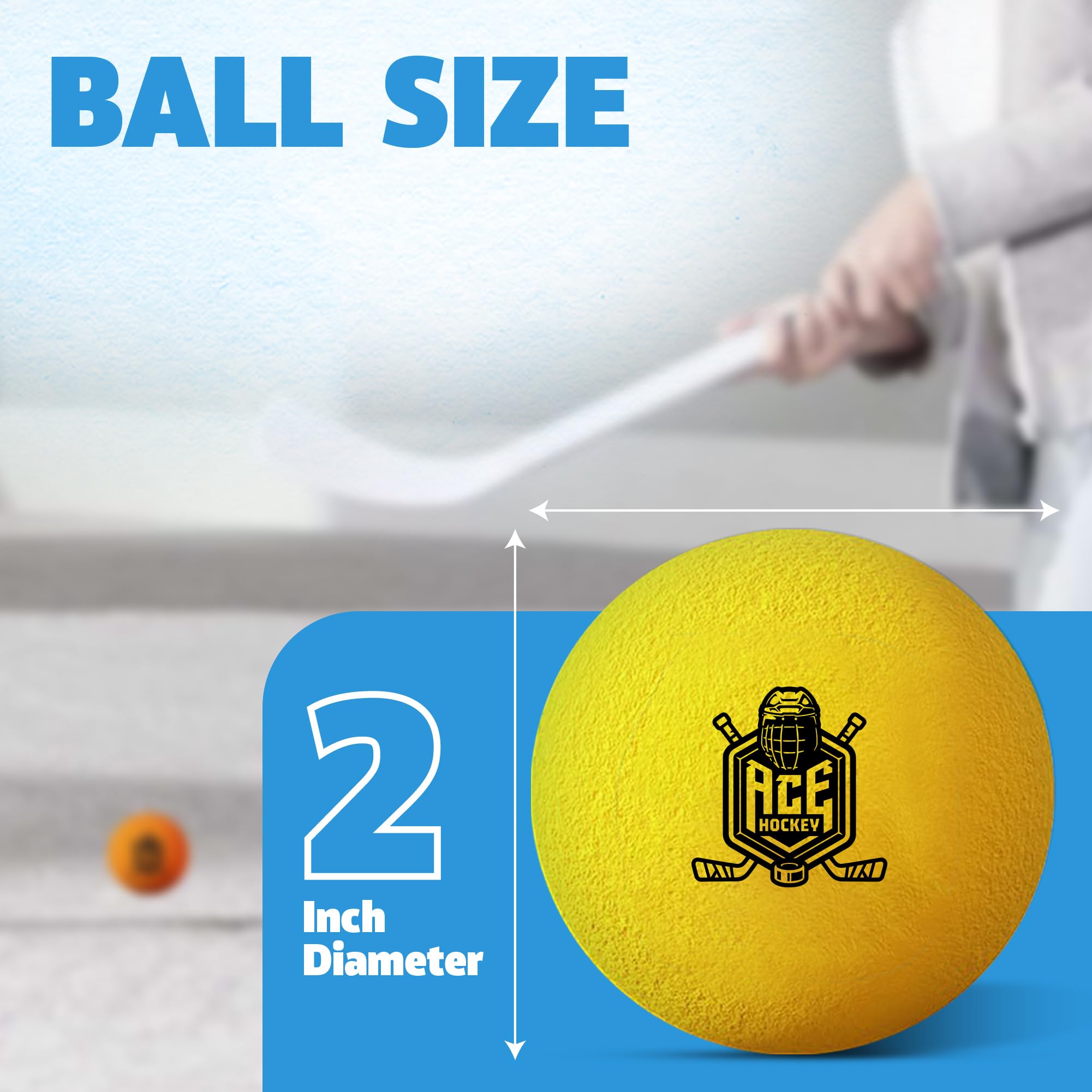 Mini pelotas de hockey – Juego de 6 bolas de espuma suave – Tamaño de 2 pulgadas – Seguro interior para rodillas, entrenamiento de hockey en suelo y diversión – Varios colores incluidos 4