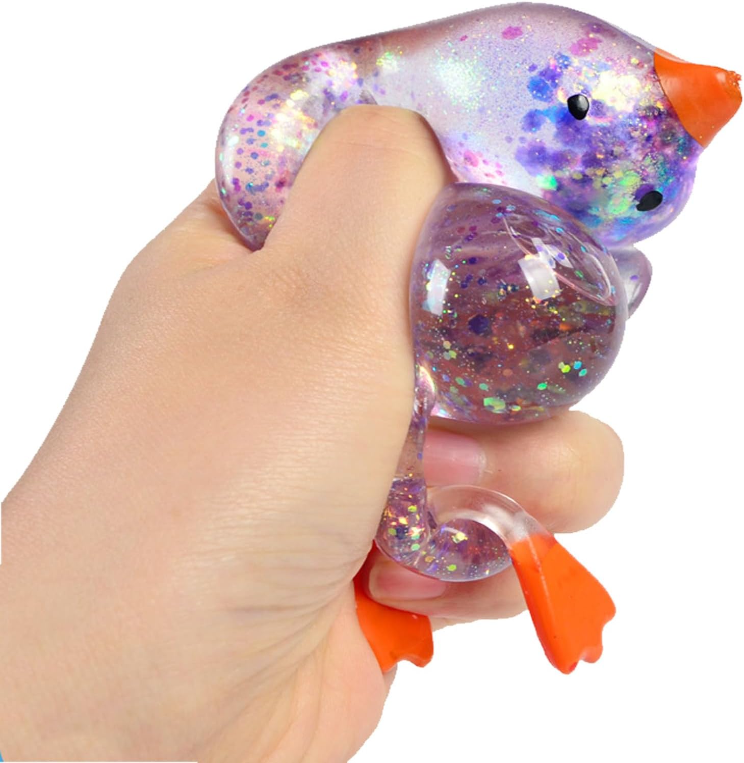Cute Duck Squishy Sugar Stress Ball, Soft Duck Stress Relief Sugar Ball Squishy Ultra Squishy and Moldable Slow Rise Relaxing Sensory Fidget Stress for Anxiety Relief Pink (Purple)