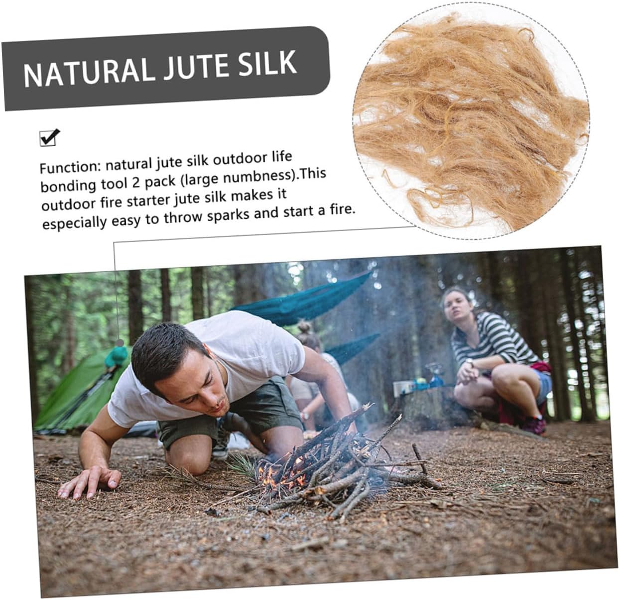 ibasenice 15pcs Jute Fire Starters Convenient Fire Tools for Camping BBQ Outdoor Cooking Natural and Durable Flame Starters