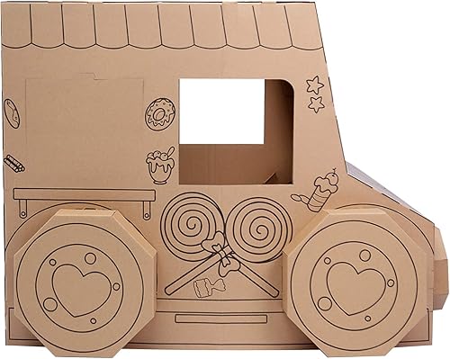 Miniatura 4 de Camión de comida para niños, casa de juegos de cartón, casa de juegos de interior, cartón para colorear, juguete de regalo para niños pequeños y