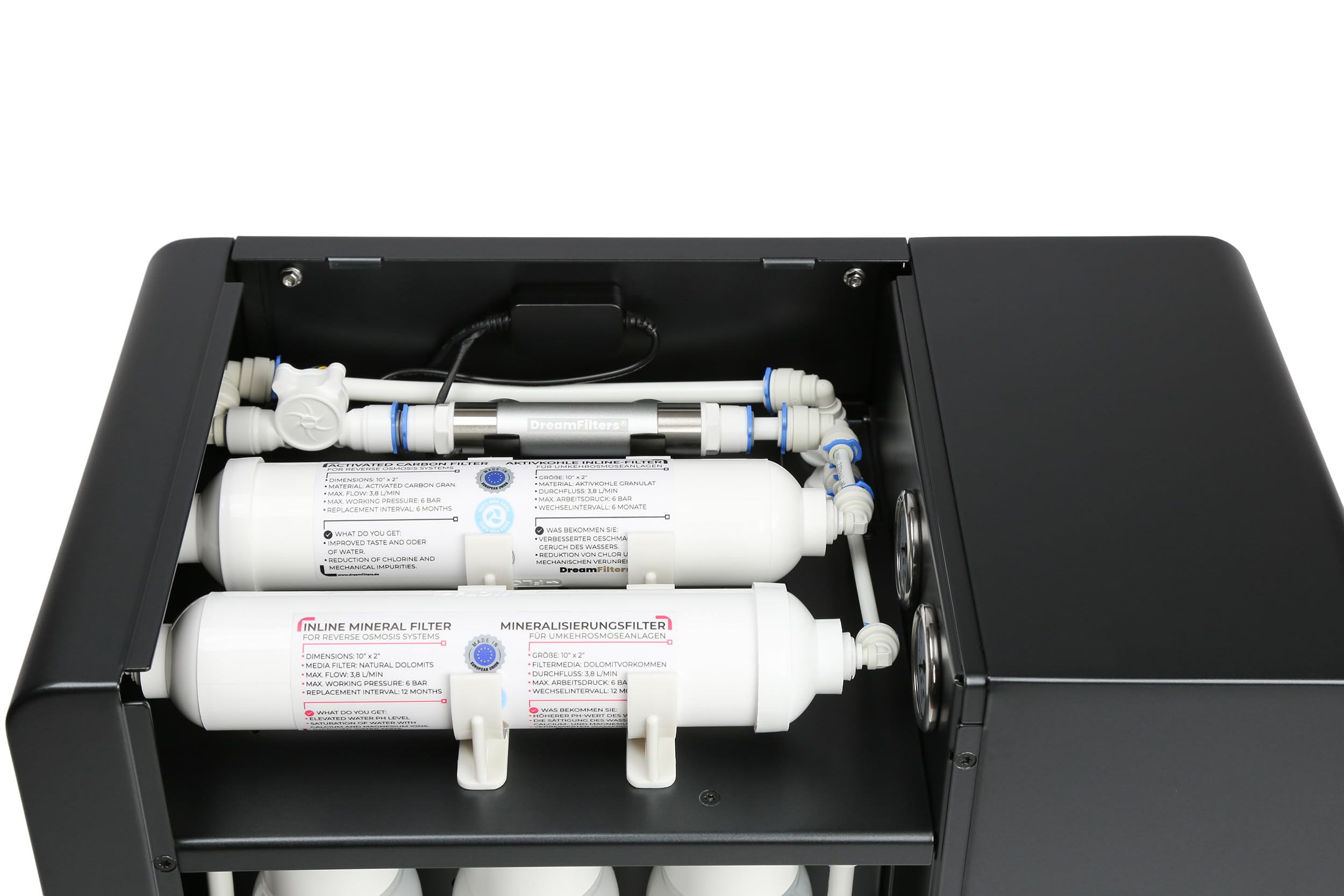 Aqua Home LED UV-C, sistema de filtro inteligente, sistema de ósmosis inversa, filtro de agua para el hogar con módulo UV-C.