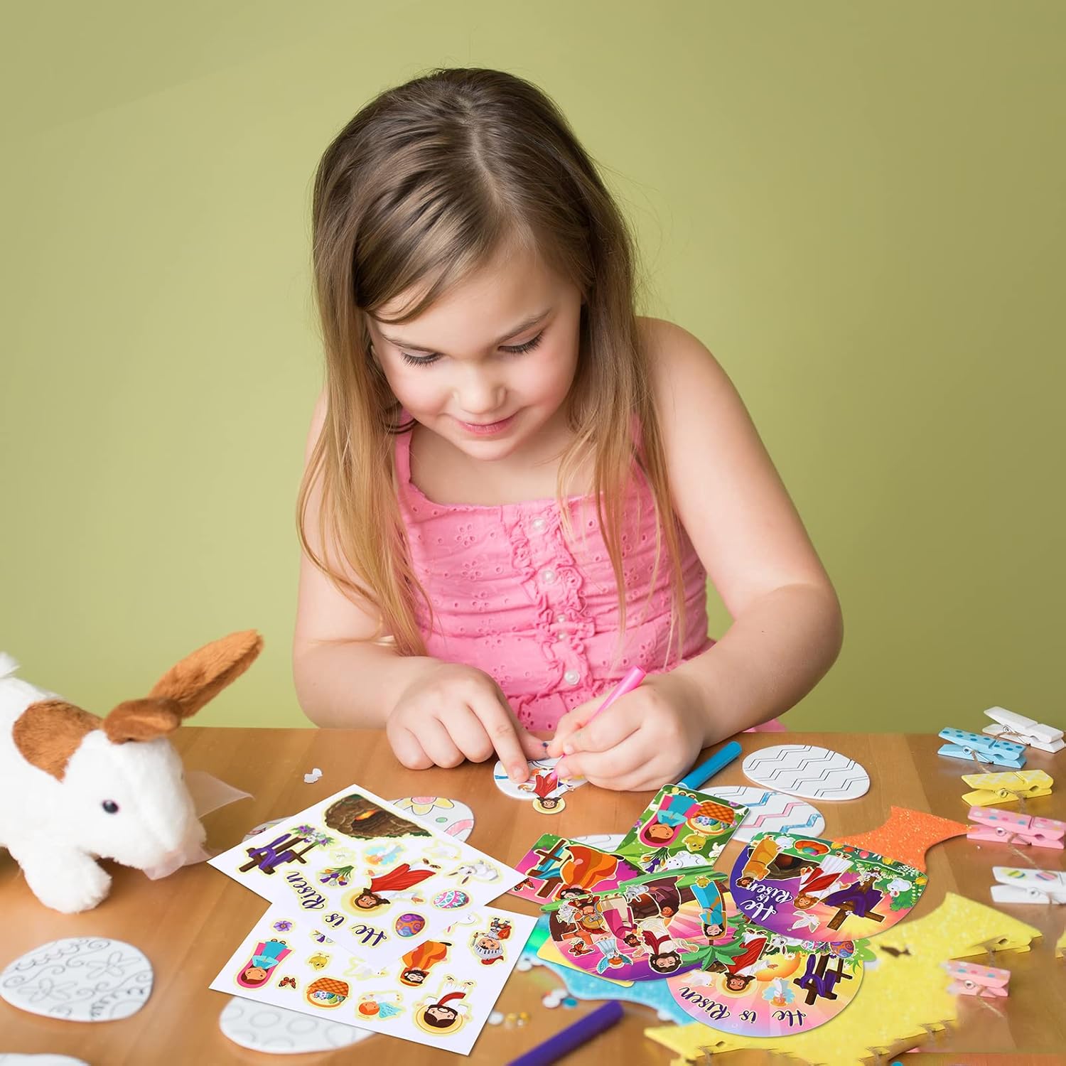 Outus 72 Sheets Make an Easter Sticker He Lives Scenes Craft Kit Resurrection Stickers Jesus Cross He is Risen Scene Sunday Craft for Party Game Easter Art DIY Project Supplies