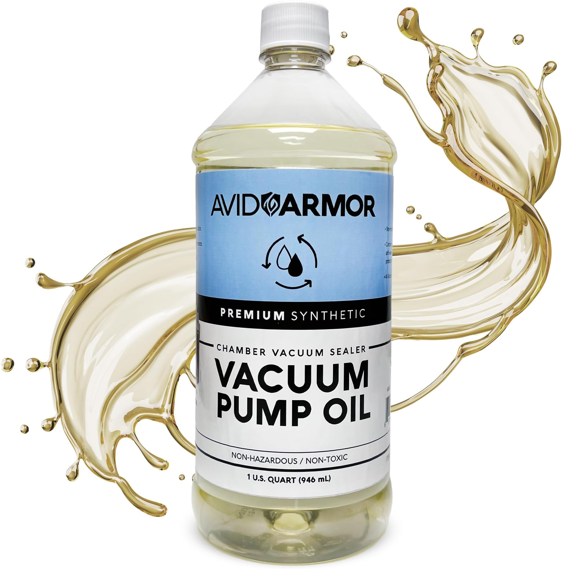 Avid Armor Premium Synthetic Vacuum Pump Oil – High-Performance 46 Viscosity, 32 oz (1 Quart) for Chamber Vacuum Sealers Machines