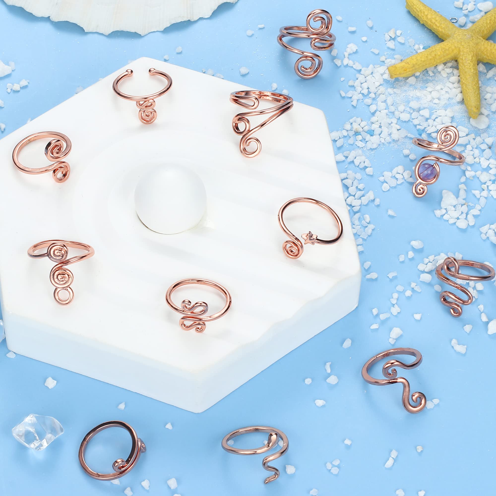 12 Pezzi Anelli Piedi Regolabili Donna Placcati Oro 14K, Aperti e Impilabili, Gioielli per Piedi da Spiaggia Estivi, Set per Feste e Viaggi