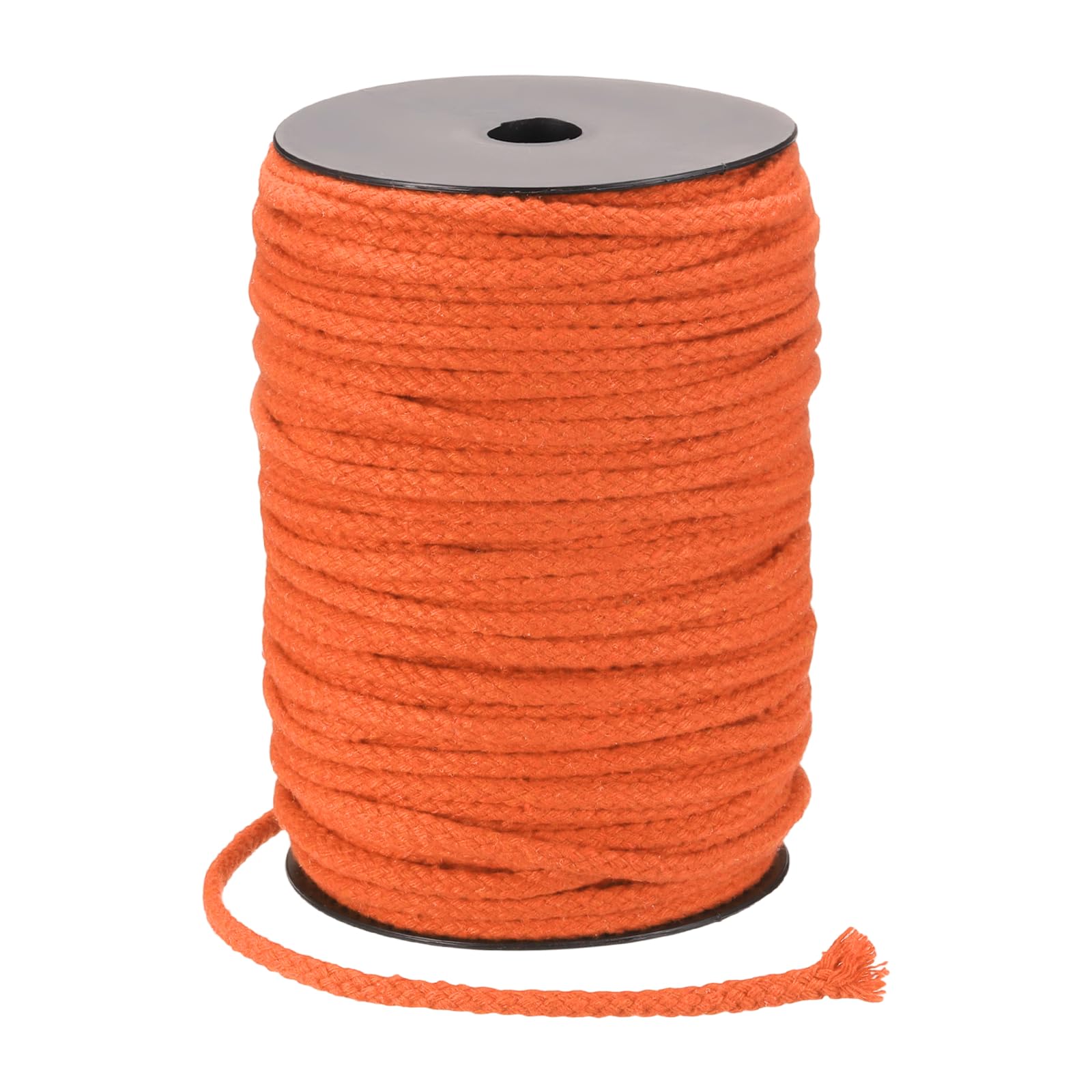 sourcing map Macrame Cord 5mm x 90m Handmade Natural Cotton Rope, 8 Strand Twisted Braided Rope Cord for Plant Hanger Wall Hanging Dream Catcher Crafts Home Decoration, Orange