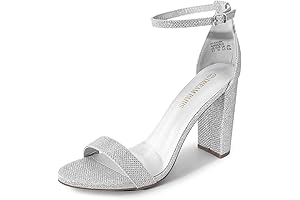 XOXO Women's Hi-Chunk Glitter Platform Block Heel Pump Sandals