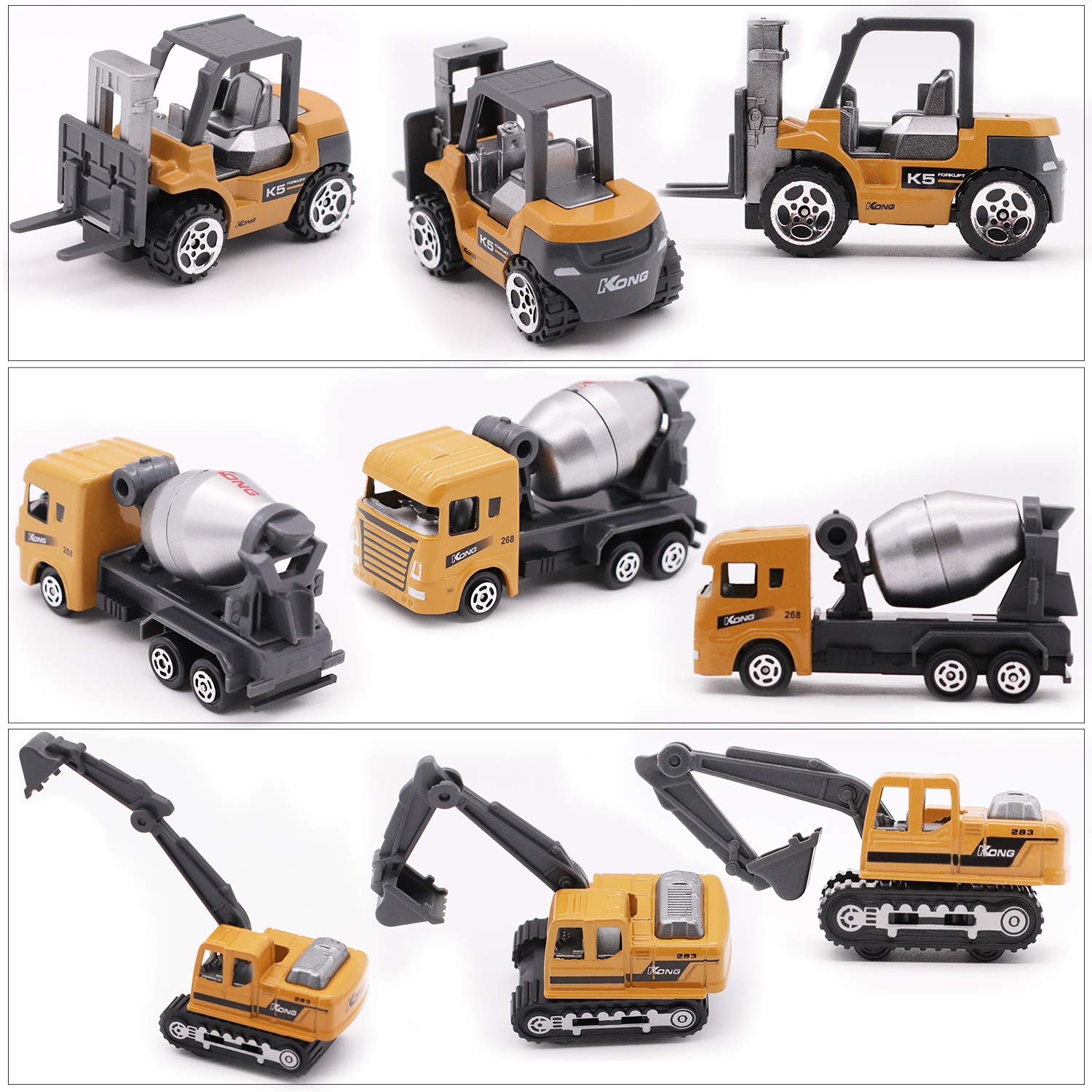 Alloy Construction Engineering Vehicle Toys Set 12 Pack Stacker,Big