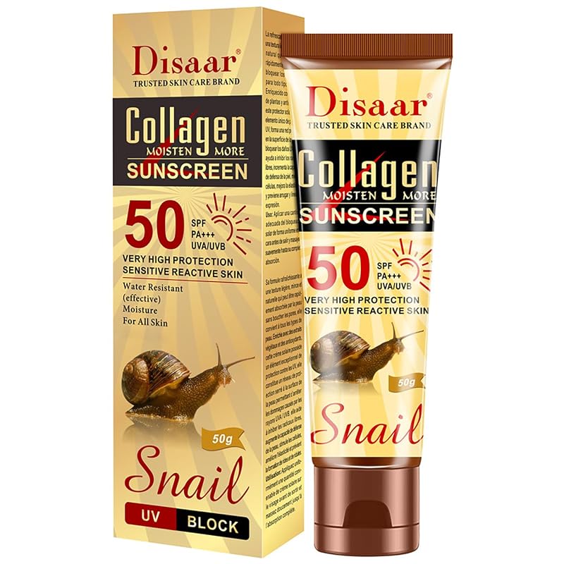 Protetor solar facial DISAAR Beauty Collagen Snail SPF 50 PA+++ 50 g