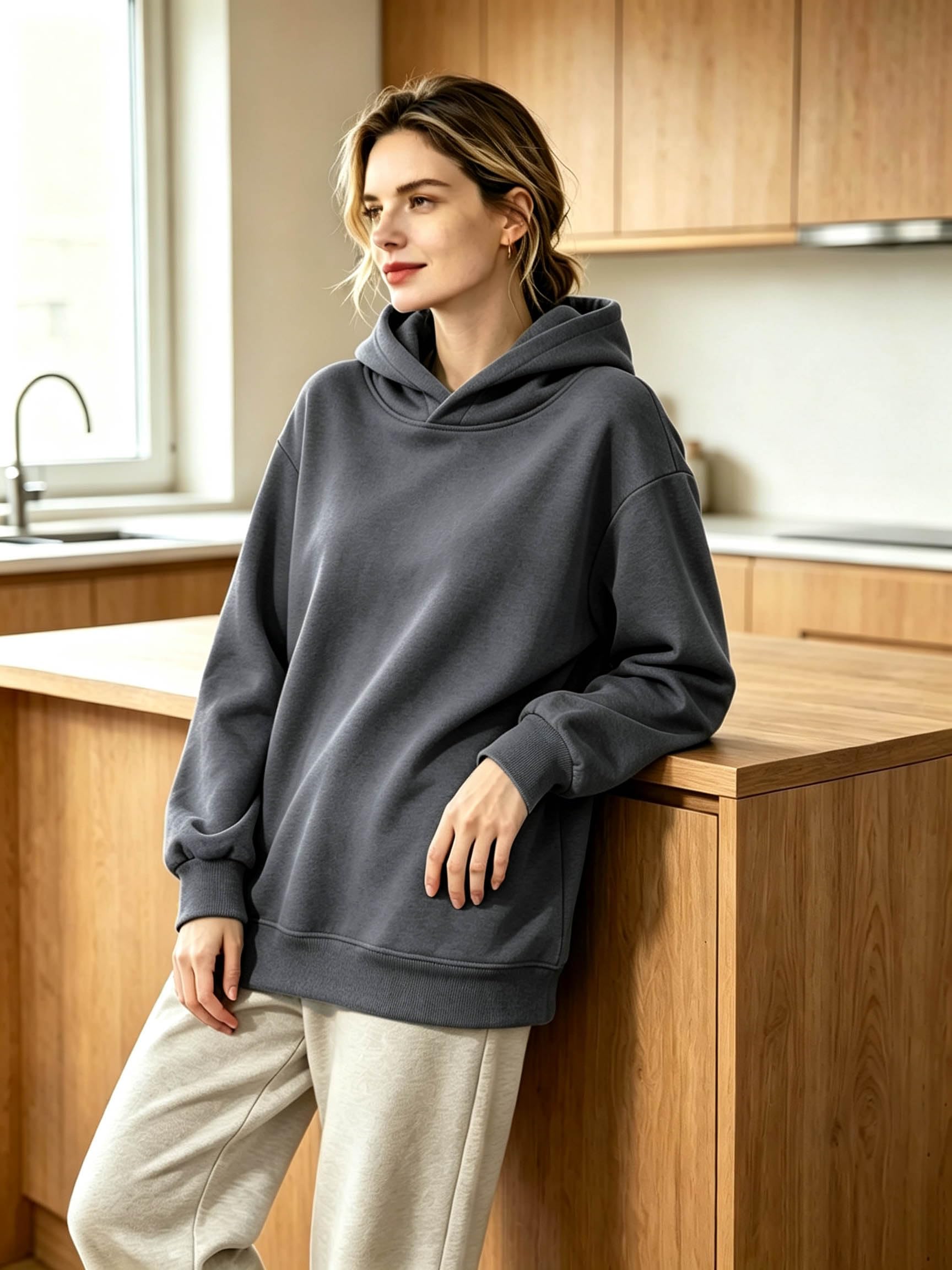 NEYOUQE Pull Femme Chic et Elegant Pull a capuch Sweat Femme Grande Taille