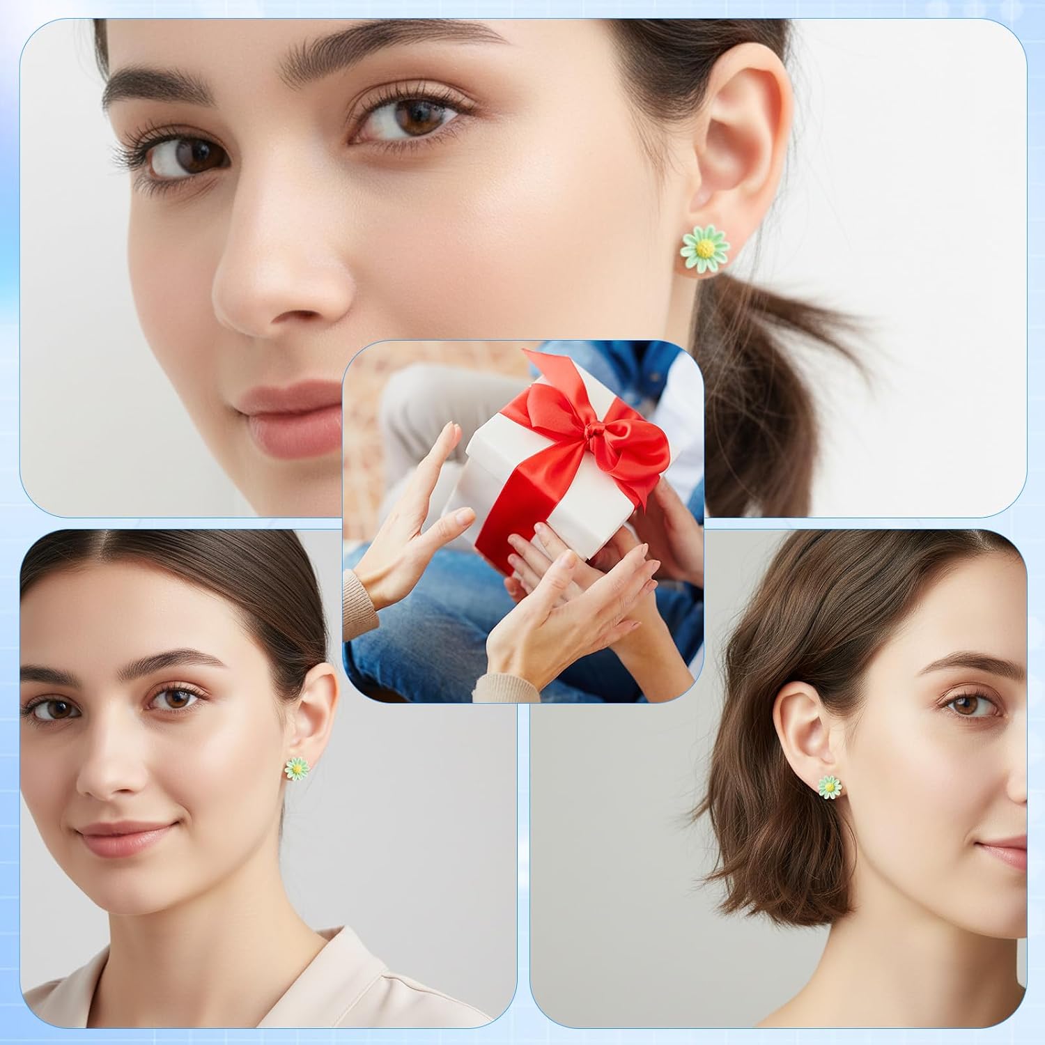 36 Pairs Plastic Post Earrings, Colorful Resin Stud Earrings Lightweight Cute Floral Studs Jewelry for Sensitive Ears