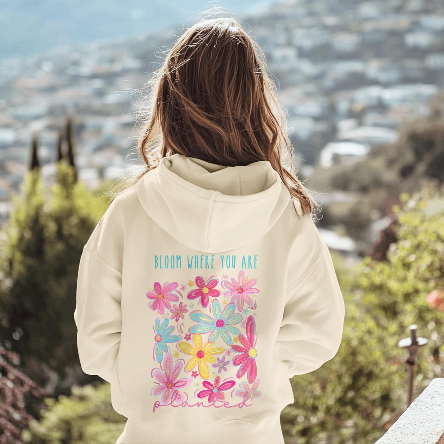 Girls Christian Flower Graphic Hoodie Kids Aesthetic Floral Inspirational Hoodies Cute Preppy Positive Sweatshirt - Image 5
