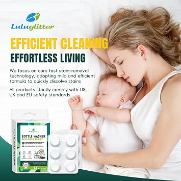 Baby Bottle Washer Descaling Tablet, Descaler Tablet to Remove Limescale & Mineral Buildup, Compatible with most baby bottle washers, 12 Count