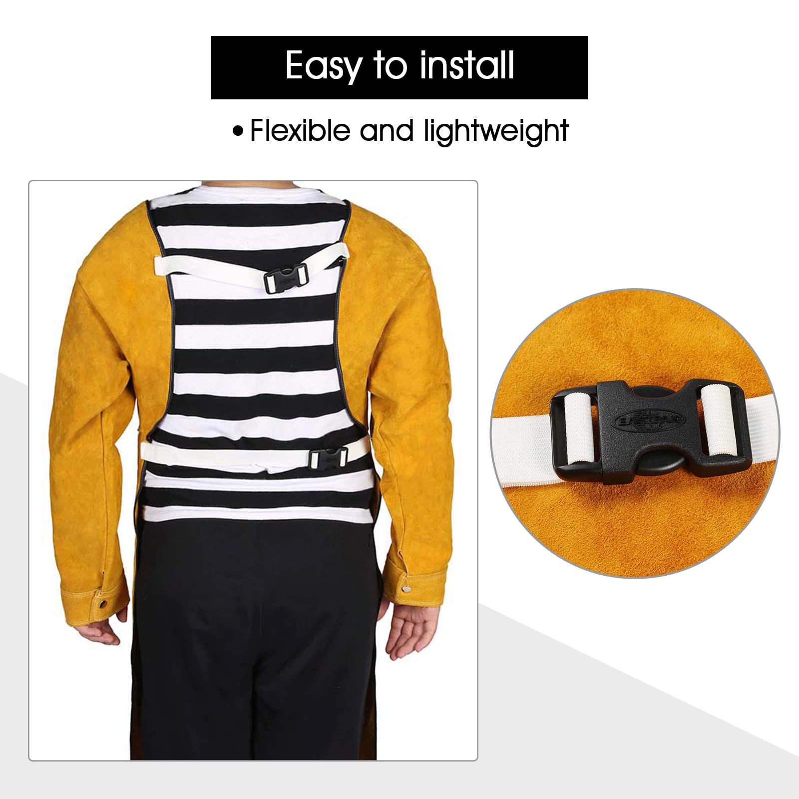 ENJOHOS Delantal de soldadura integrado para soldadura Esparcidor de fuego de cuero Delantal accesorio de soldadura por salpicadura antitermal Soporte de herramienta de fuego amarillo 105 cm