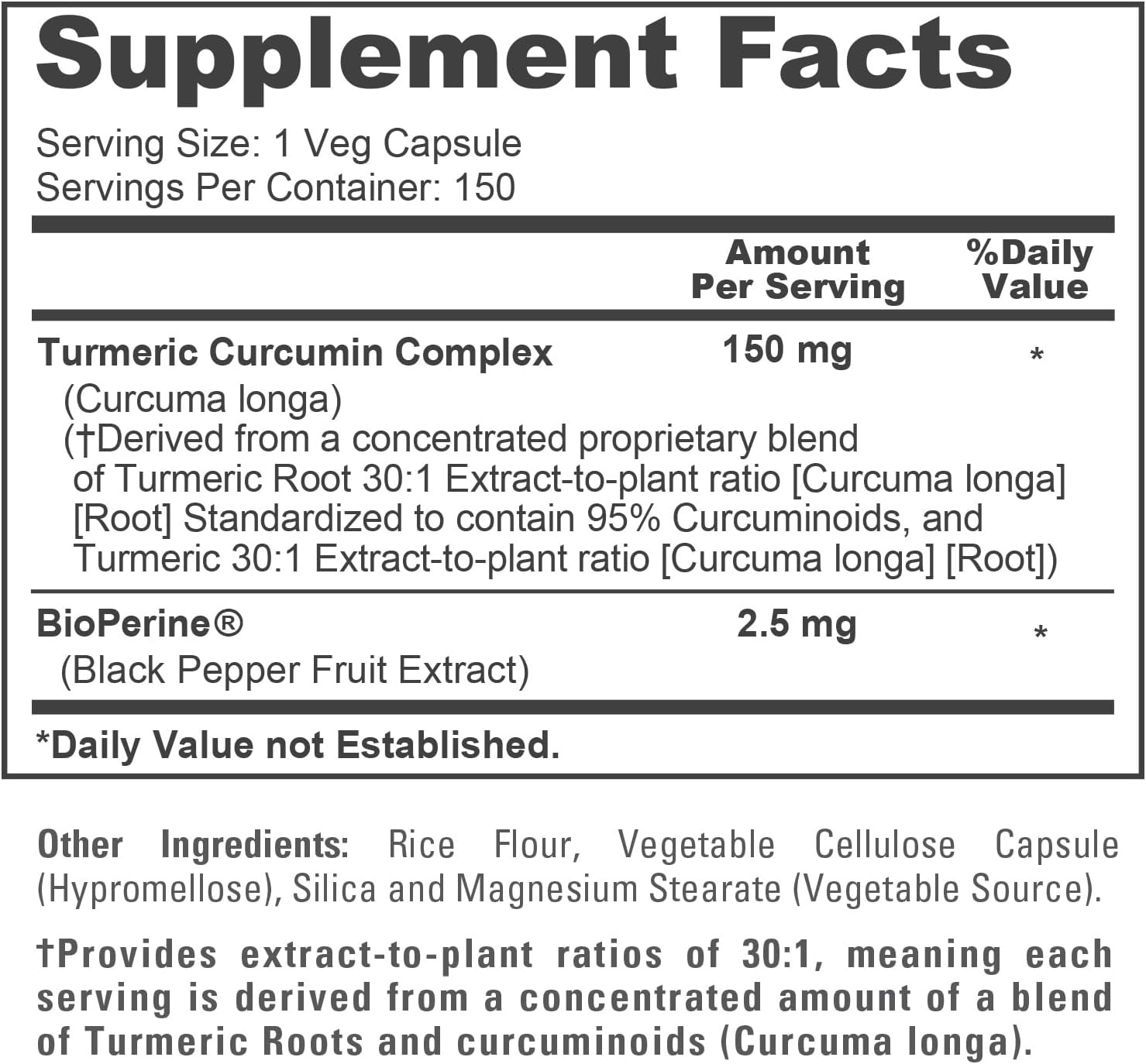 NusaPure Turmeric Curcumin Complex Capsules, 150 mg, 150 Veg Capsules (Gluten Free, Non-GMO)