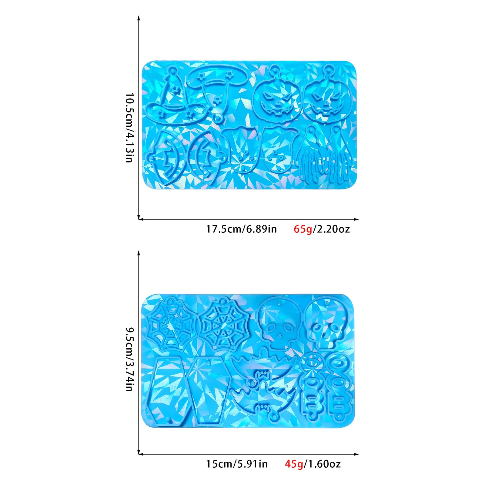 Zayookey 2 Pezzi Stampi in Resina Orecchini di Halloween Earring Resin Mold Stampo Silicone Portachiavi Stampi Epossidica Ciondolo per DIY Collane Gioielli