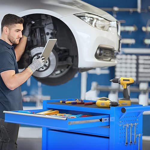 Miniatura 6 de Cofre de herramientas grande de 8 cajones, 2 en 1 desmontable para garaje, armario de almacenamiento de herramientas de metal, carrito de