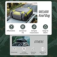 Vista 5 de WELKIN Bolsa de carga resistente para techo – Bolsa de techo impermeable de 15 pies cúbicos para todos los vehículos con/sin portaequipajes