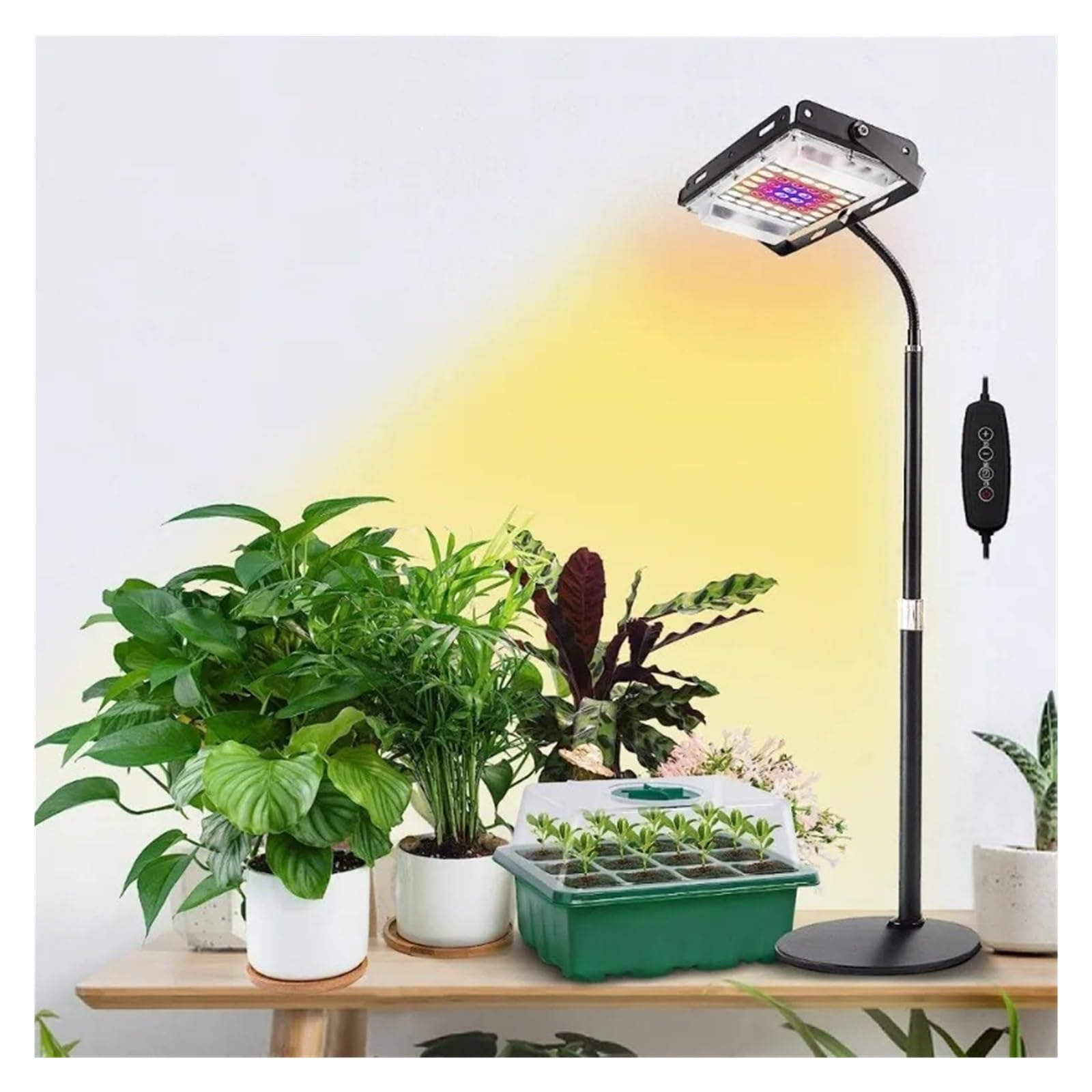 Oświetlenie do uprawy roślin domowych, 144 diod LED o pełnym światła, duża lampa biurkowa z timerem 4H/8H/12H Oświetlacz ogrodniczy