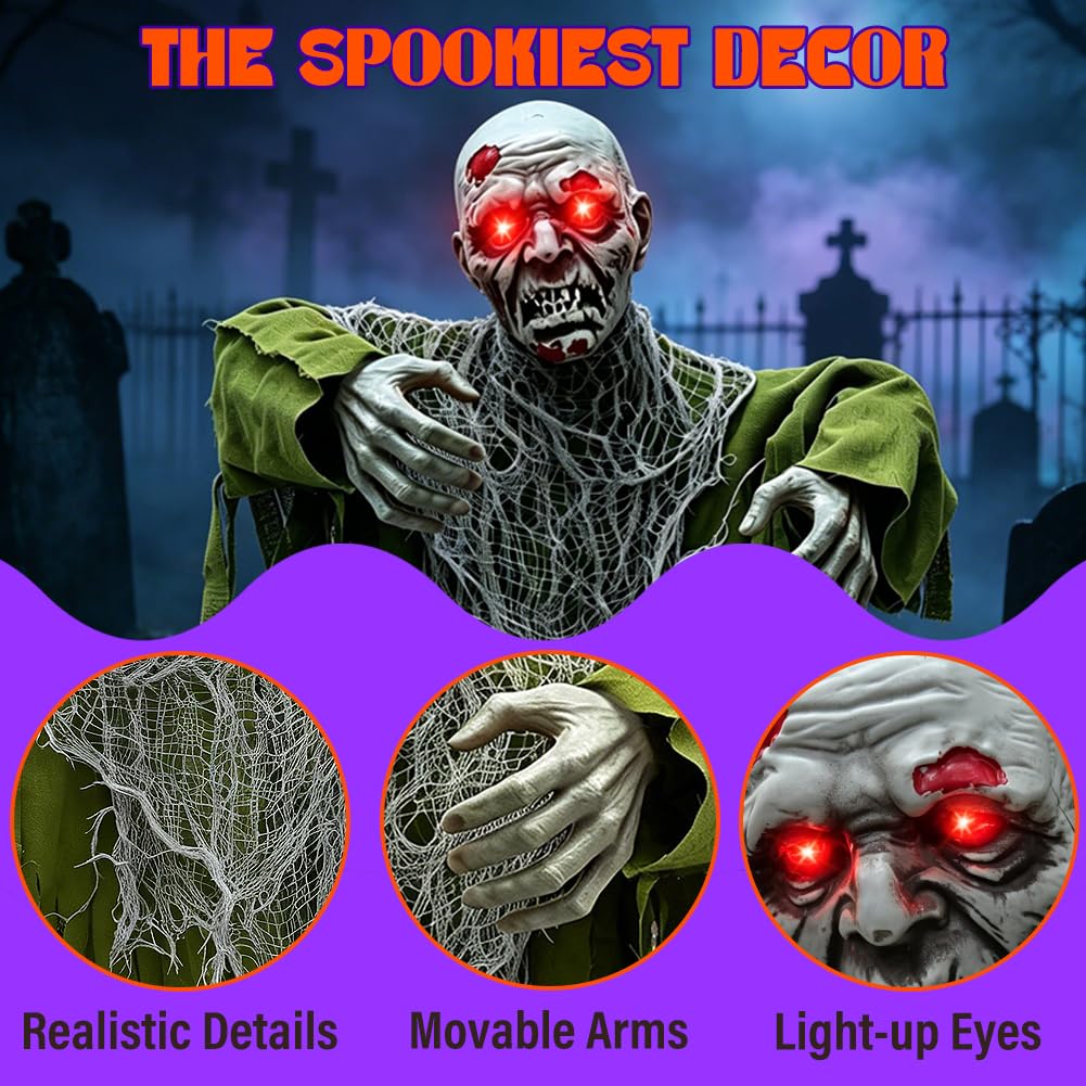 Halloween Animato Zombie Groundbreaker Outdoor Decor LED Occhi Braccia