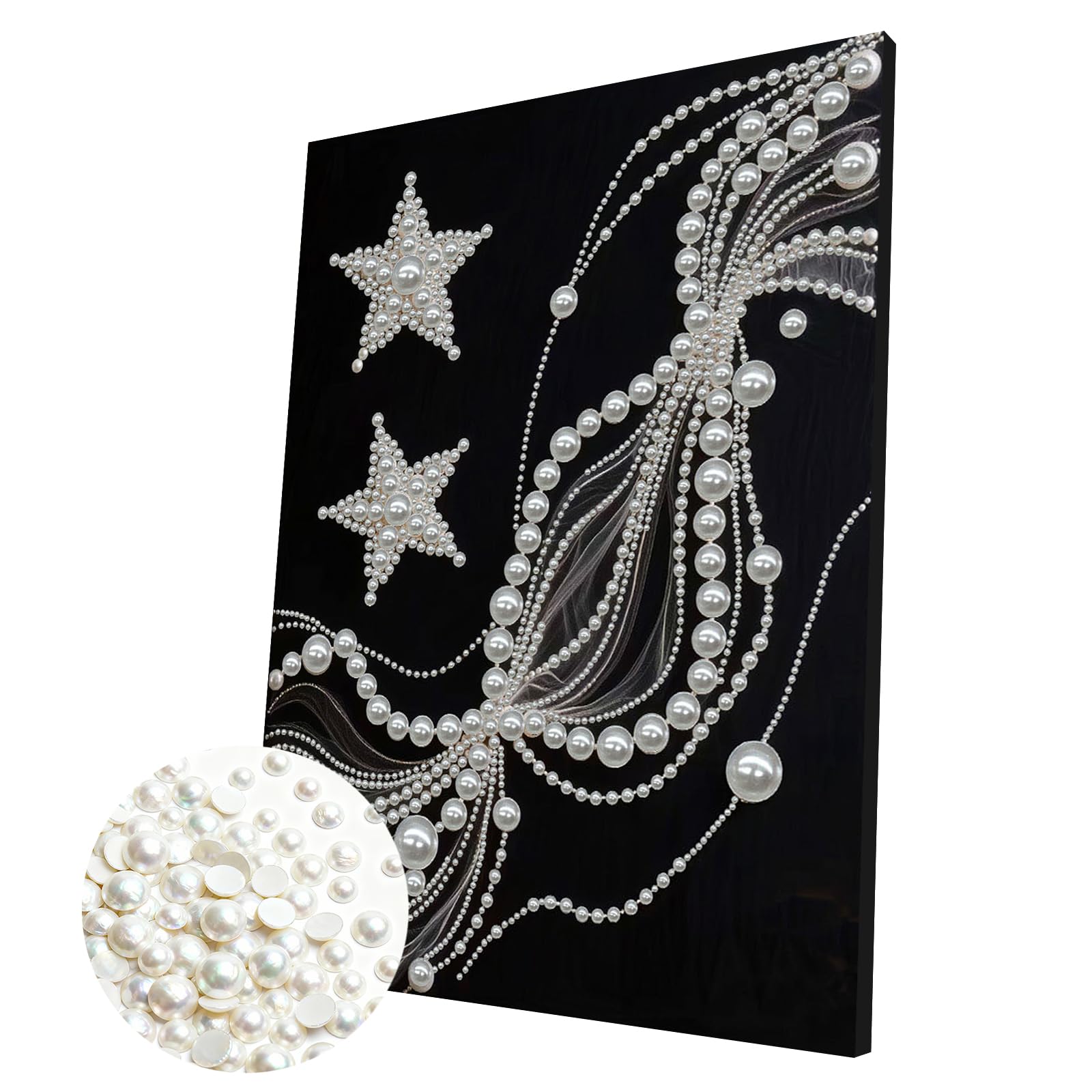 DIY Pearl 3D Painting Kit with Wooden Frame, 3D Plastic Pearl Gemstone Ocean Art Craft for Adults Beginners, Home Decor Housewarming Gift, Diamond Dots for Wall Decor(Starry Silk)(30 * 40cm)