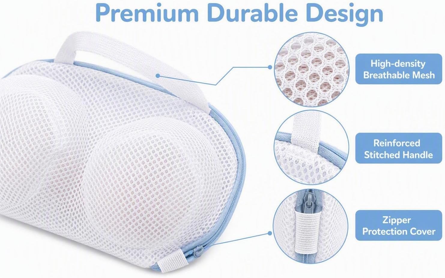2 Pock Bra Washing Bag with Zipper, Mesh Laundry Bag for Delicates