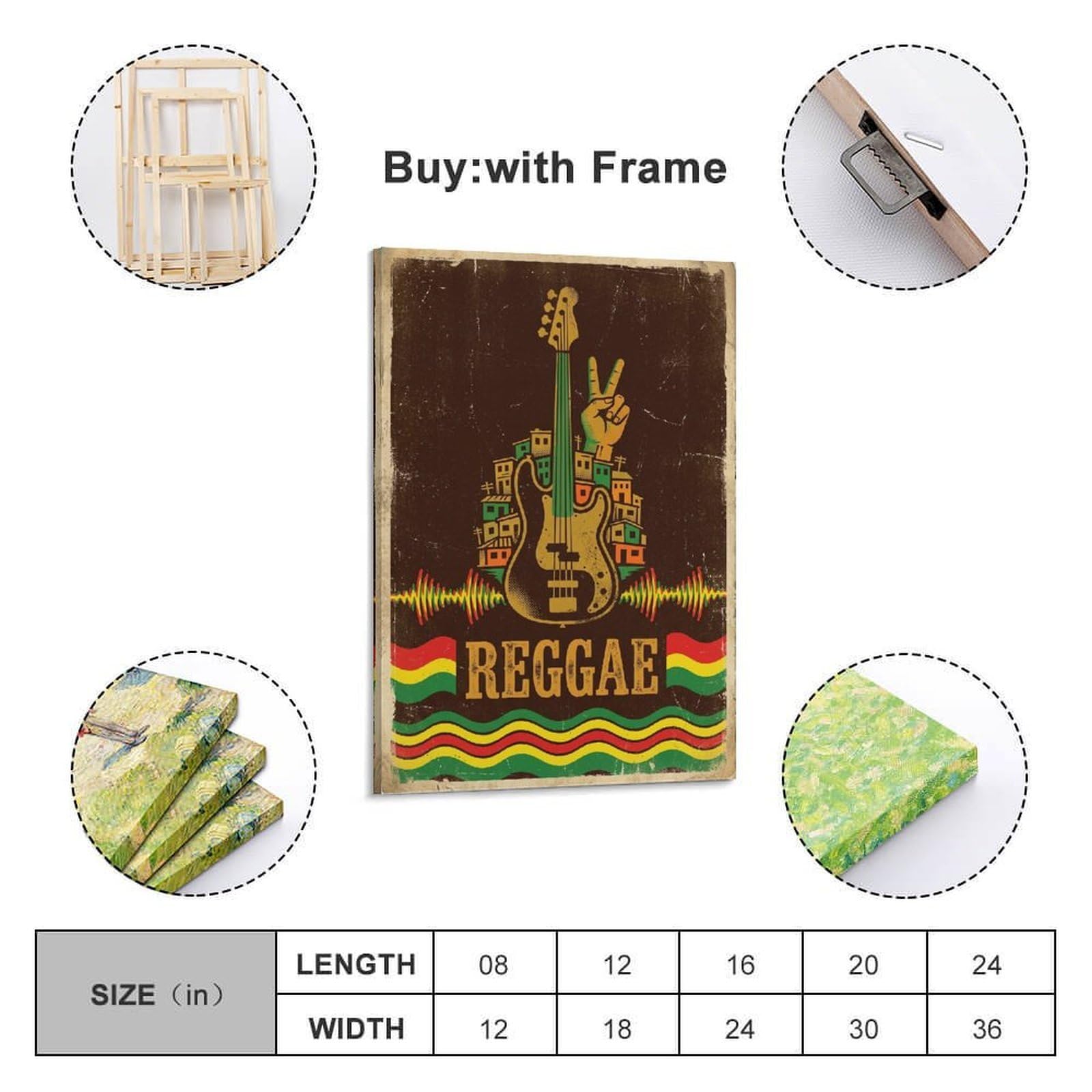 OKNGB Poster con musica Urban Reggae Peace Street Bass, stampa artistica da parete su tela, poster decorativo moderno per camera da letto, 50 x 75 cm