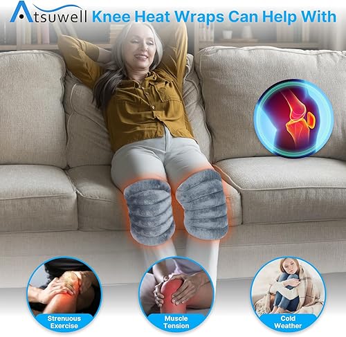 Miniatura 2 de Atsuwell Almohadilla térmica para microondas para rodillas, rodillera calentada para microondas para codo, calambres, músculos, articulaciones,