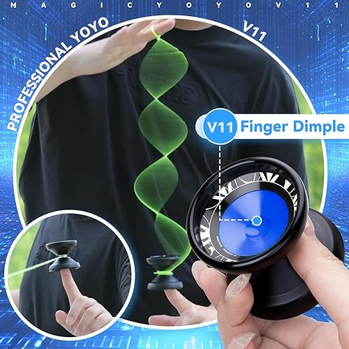 Miniatura 2 de MAGICYOYO Yoyo profesional de giro de dedo, truco de doble propósito, Yoyo Yo sensible y no responde para todos los niveles + 12 cuerdas de repuesto