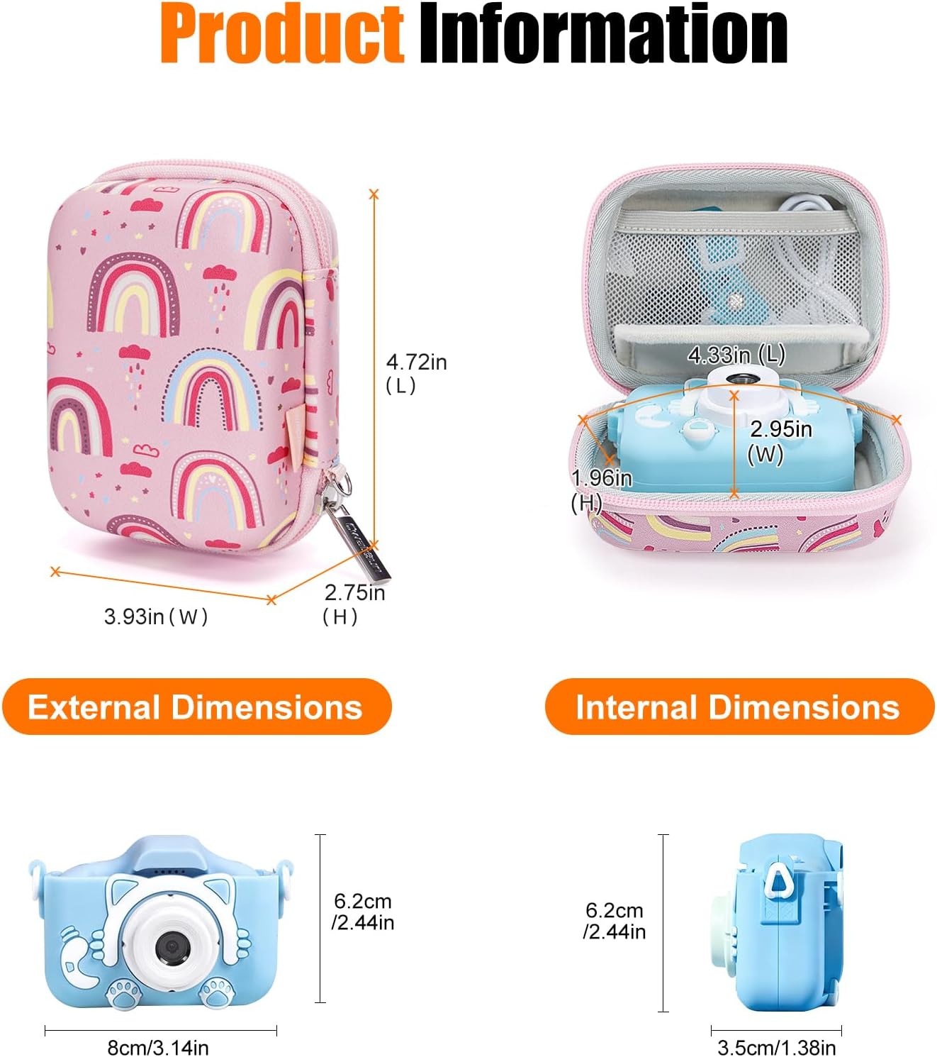Cwatcun Kids Instant Camera Case Small, Compact PU Leater Protective Case image 2