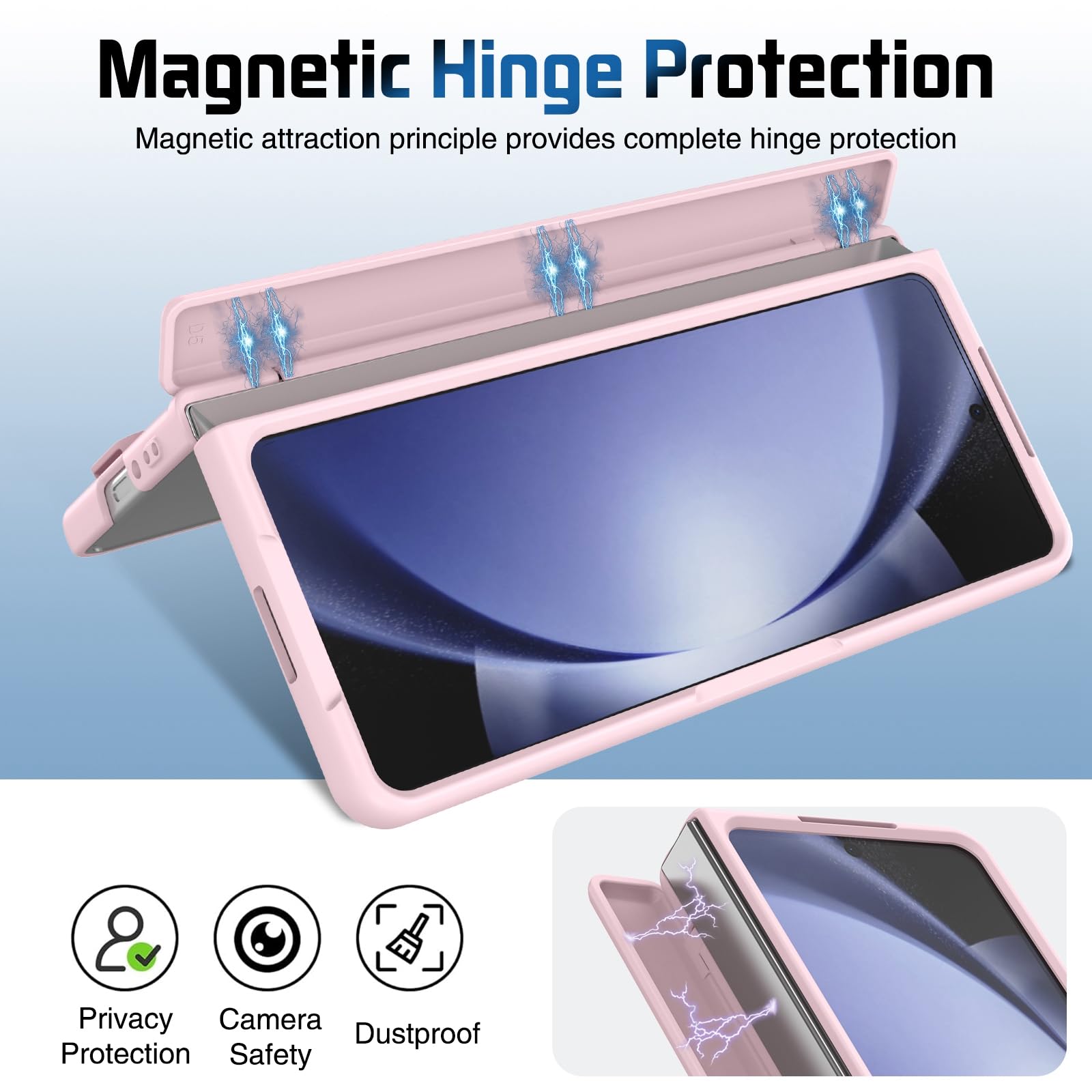 Funda para Samsung Galaxy Z Fold 5 con protección de bisagra, color