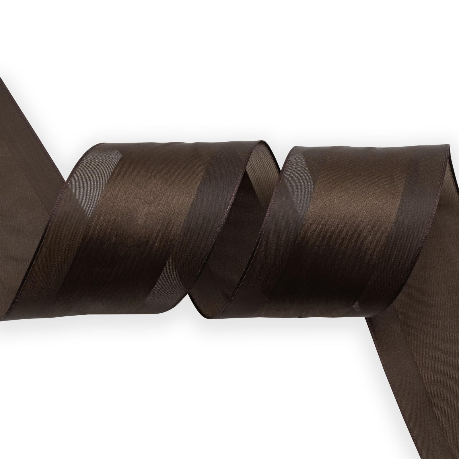 KLTRIBBON Wired Edge Ribbon Brown Satin Ribbon for Christmas Decoration,Wreath Bow,Floral Craft,2-1/2 Inch X 10 Meters — image 1