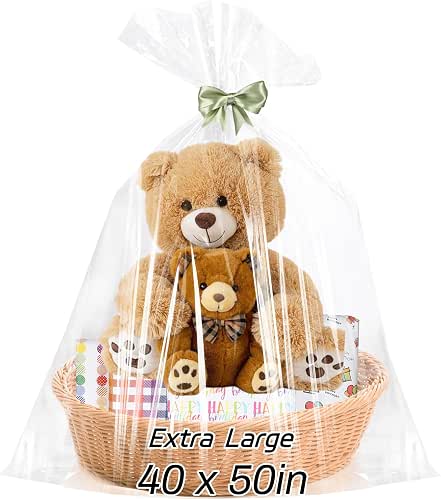 woric 40x50 Inch Jumbo Large Cellophane Gift Bags 6PCS Clear