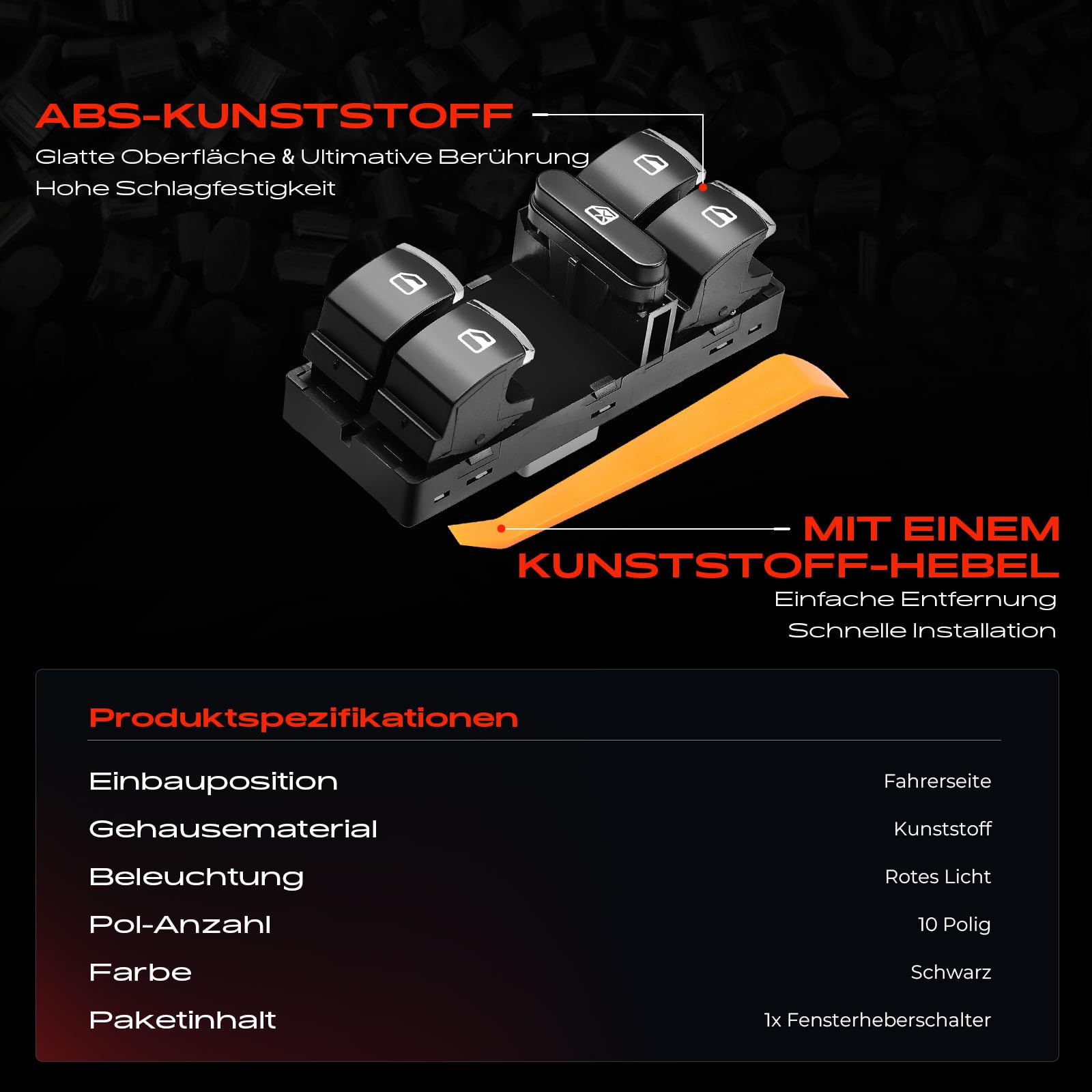 Frankberg Fensterheberschalter Vorne Links für CC 358 Golf Plus 521 Golf VI 5K1 J-e-t-t-a IV 162 P-a-s-s-a-t 362 2005-Heute 5K4959857