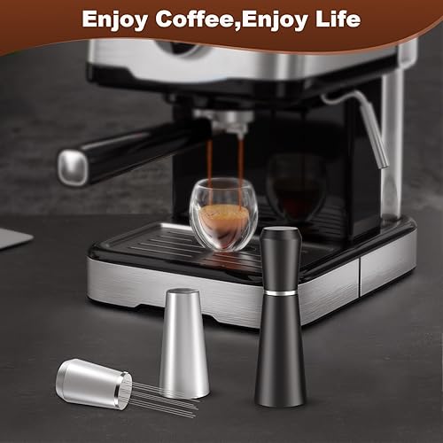 Miniatura 6 de WDT - Herramienta de café expreso plateado de metal, agitador de café expreso resistente, 8 pines, herramienta de distribución de espresso WDT para