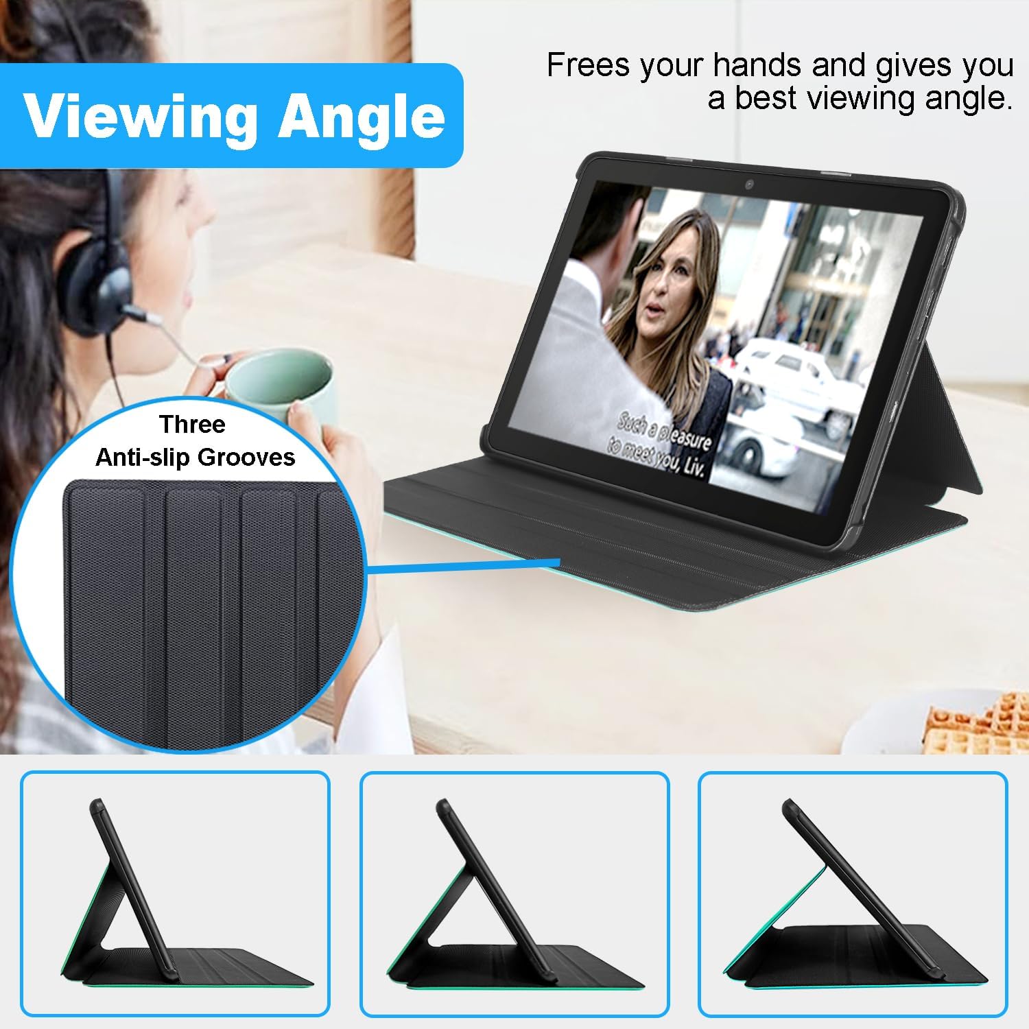 Amazon Fire HD 8 Tablet Case,(12th/10th Generation,2024/2022/2020 Release),Slim Trifold Stand Protective Cover TPU Back,Support Auto Sleep/Wake,(Black)