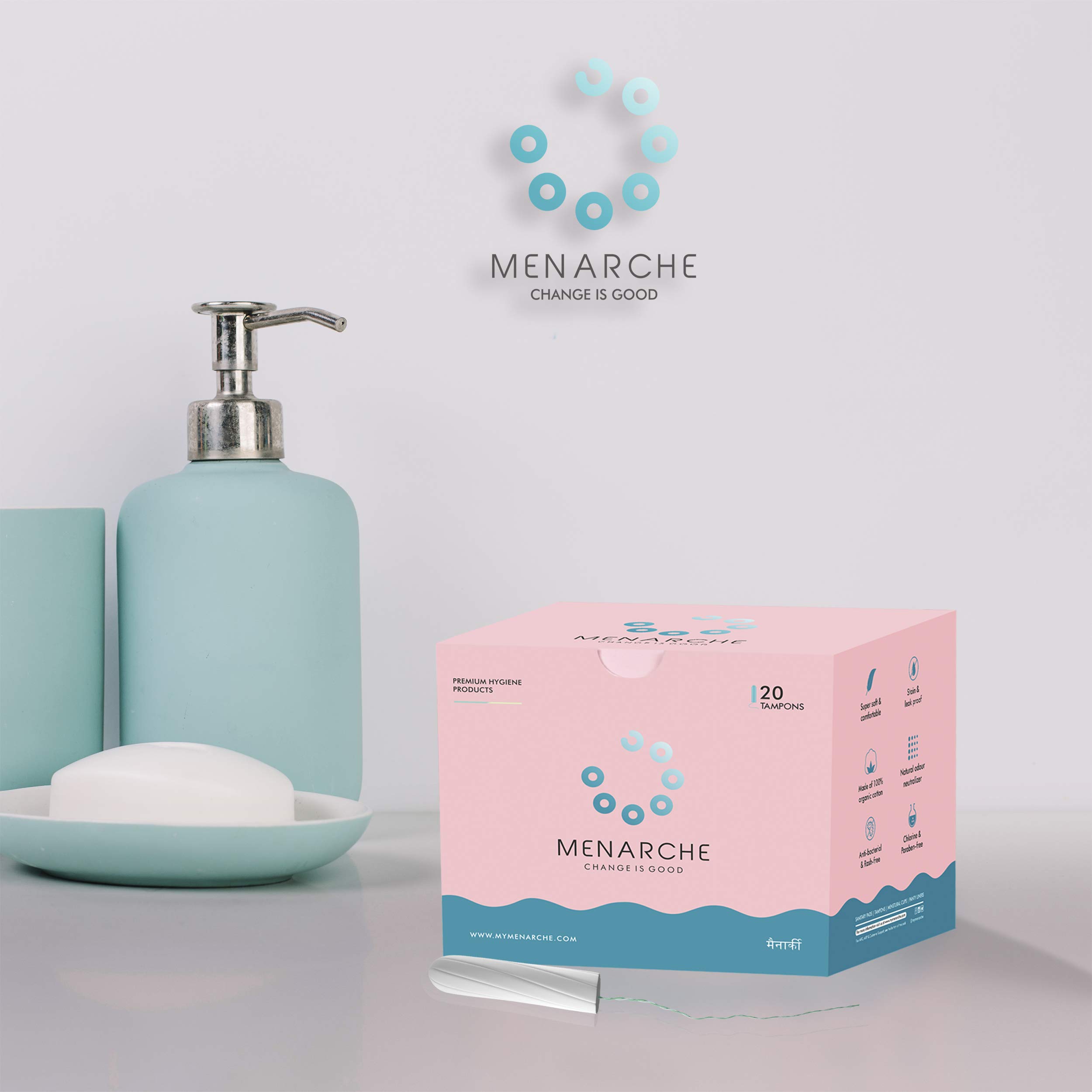 Menarche 100% Organic Cotton Tampons For Women (20 piece) Regular Flow | FDA approved | Biodegradable | Highly Absorbent | Super Soft & Comfortable | Rash & Stain Free 2