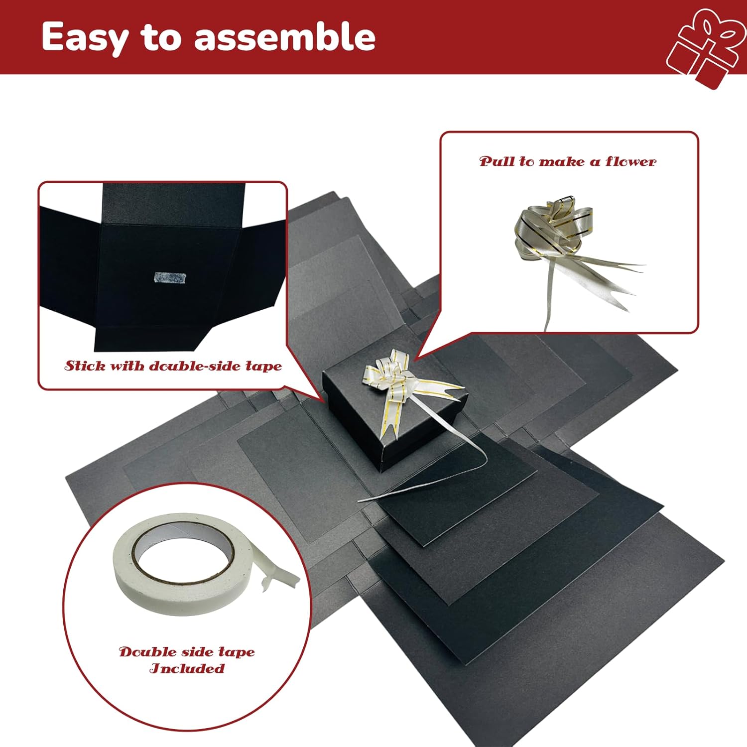 AIRGBW 5-Layer Explosion Photo Box | DIY Surprise Gift for Birthdays, Anniversaries & Holidays | Memory Gift Box (Black) - Image 3