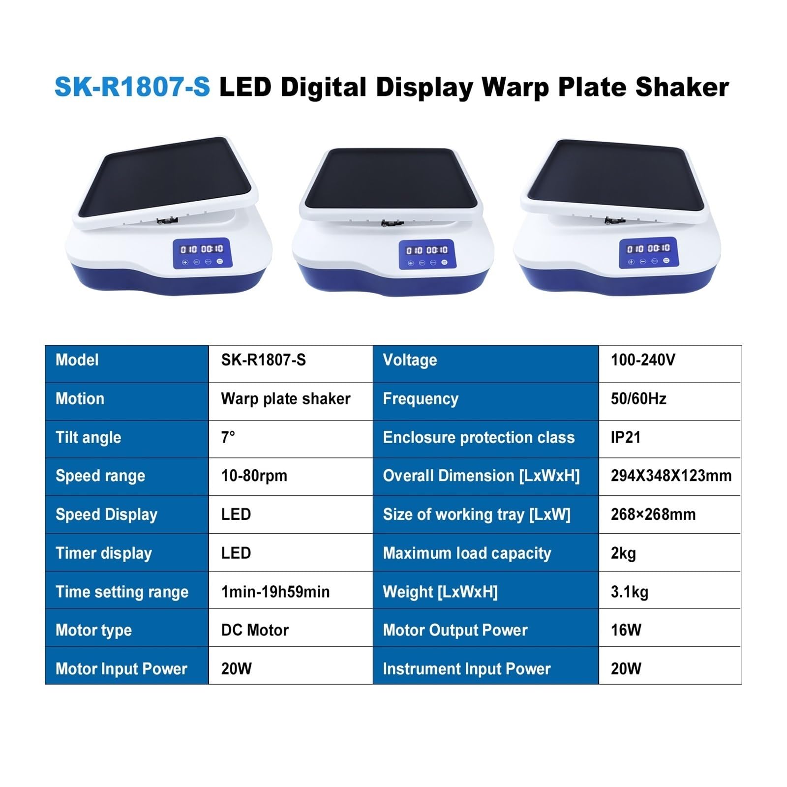 Orbitalschüttler Labor SK-R1807-S LED Digitaler Schaukelschüttler 10–80 U/min Mikrotiterplatten-Roller Orbitaler Zellkulturflaschenmischer für sicheren Betrieb