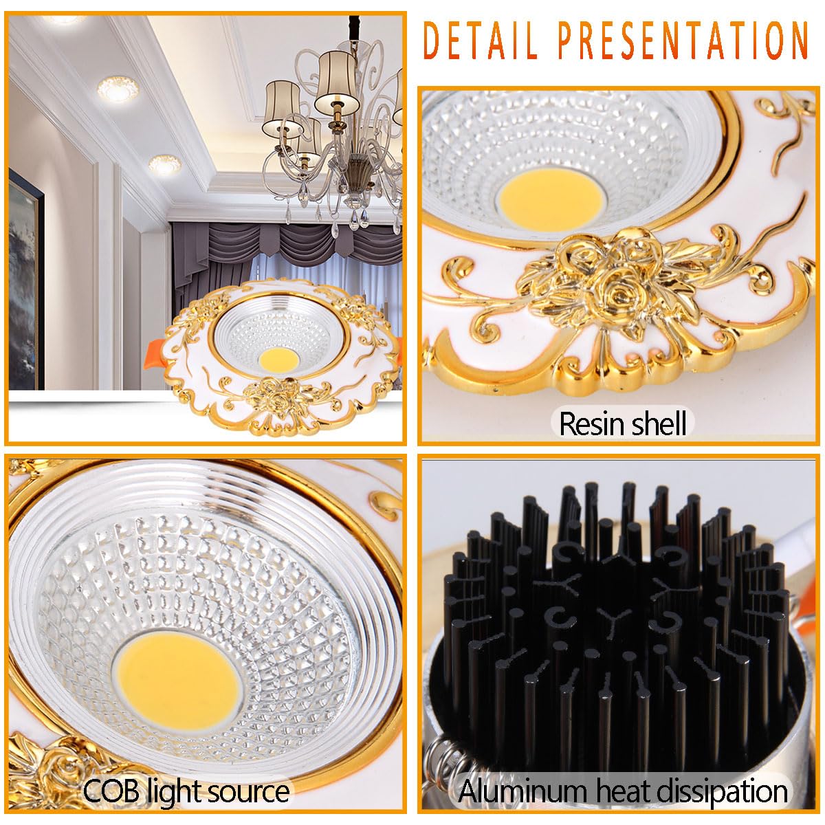 Downlight LED empotrable de Estilo Europeo, luminaria de Techo Regulable con Foco de adaptación Tipo Ojo de Buey de 3 CCT, Fuente de luz Ajustable, embellecedor Deflector de r,3W