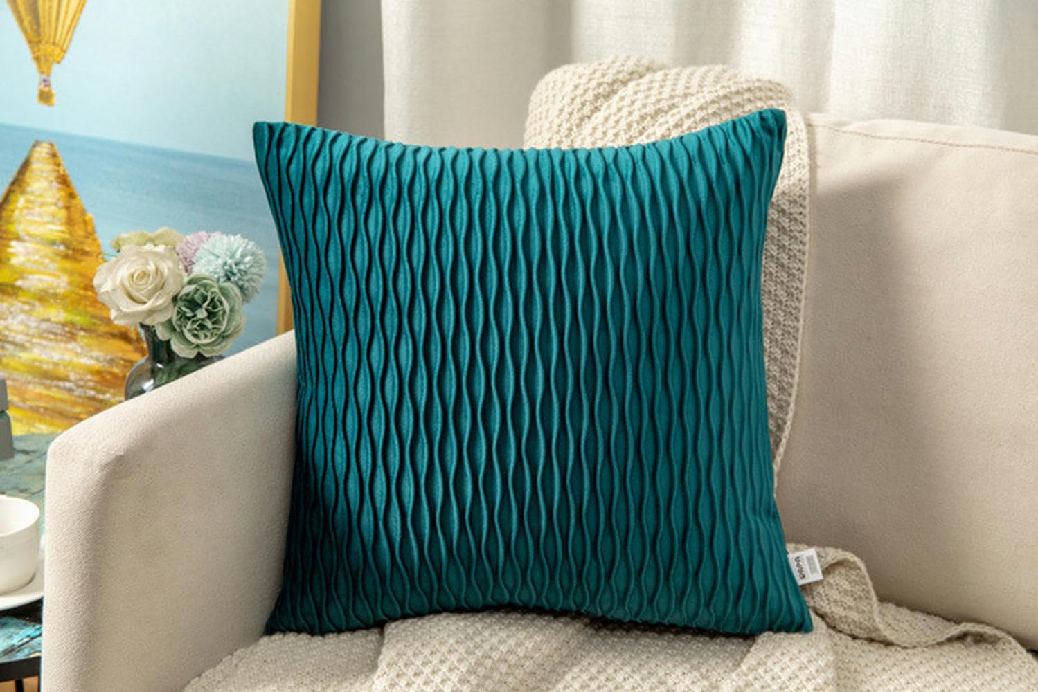 Taies d'oreiller et housse de coussin en velours : lot de 4 protections de couleur unie moderne