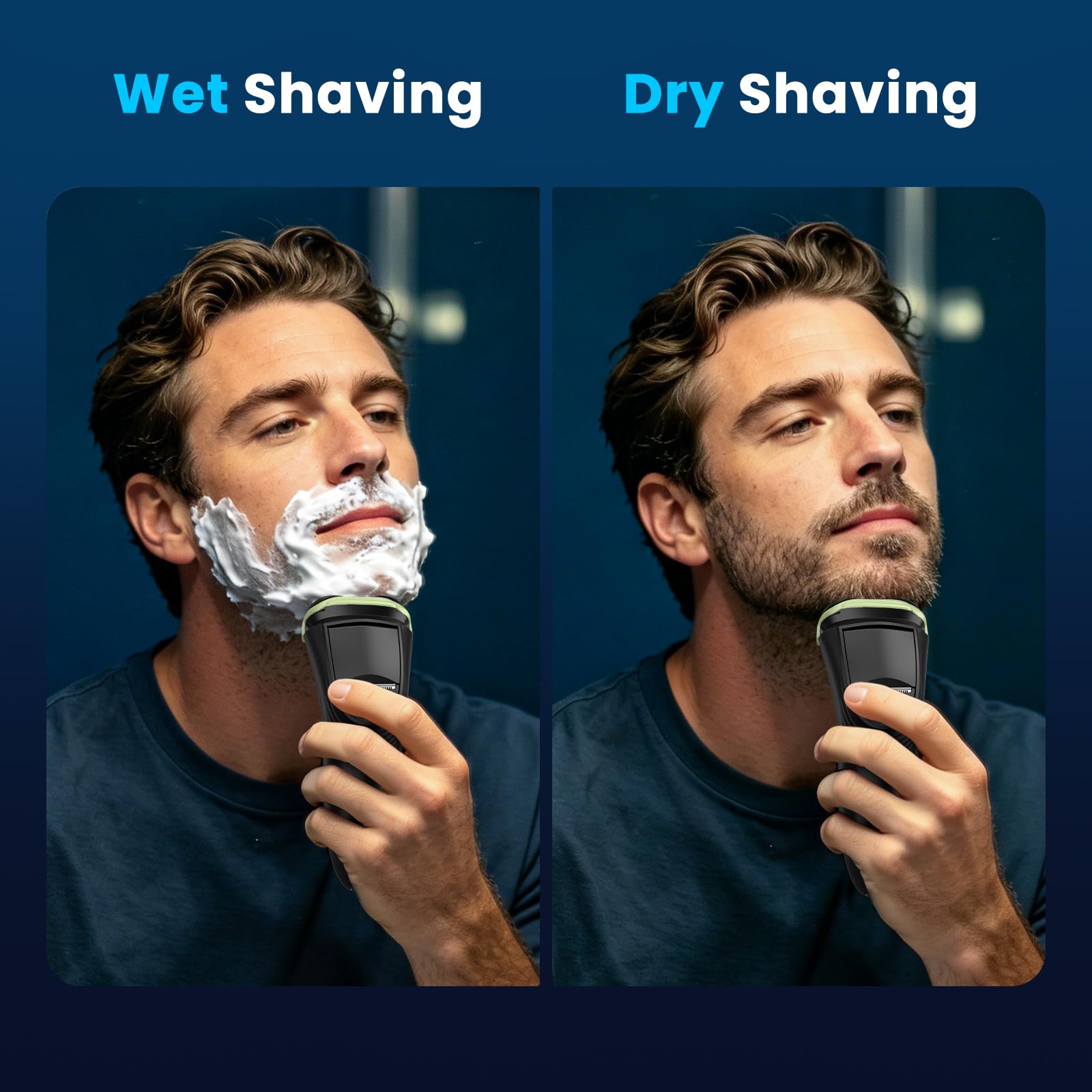 Afeitadoras rotativas para hombre con recortadora desplegable (verde)