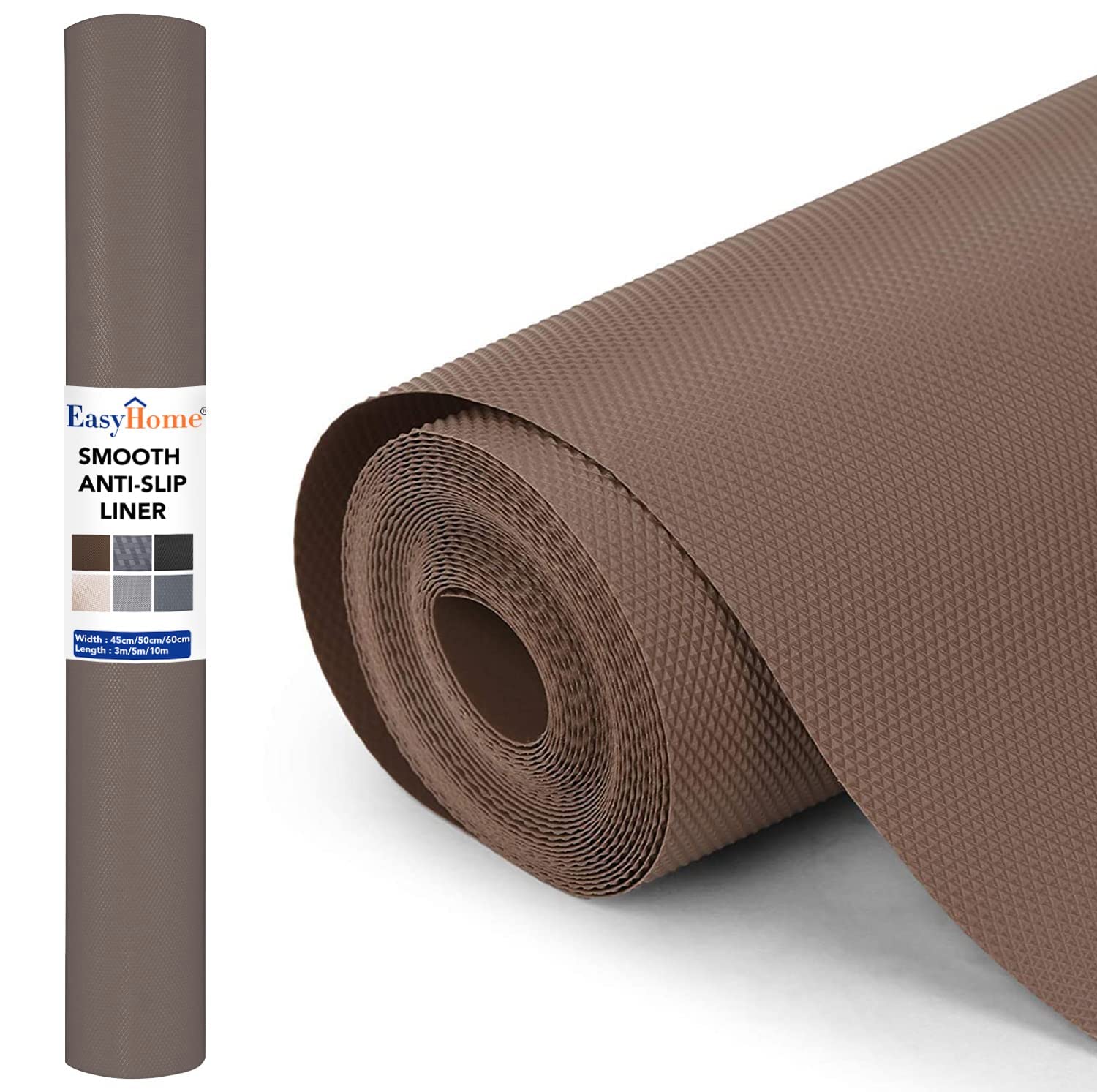 EASY HOMEMultipurpose 45cm x 1.5m Waterproof EVA Anti Slip Mat for Kitchen, Bathroom Cabinet Kitchen Drawer Shelf Mats Liner Sheets, Non Slip Fridge Mat, Table Mat (45cm x 1.5 Metres Roll, Brown)