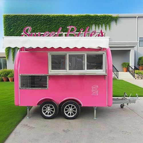 Fully Equipped Mobile Food Trailer, Concession Food Truck, Customized Design for Street Vendor Commercial Sale Serving Ice Cream, Coffee, Hot Dog, Taco, Pizza, BBQ
