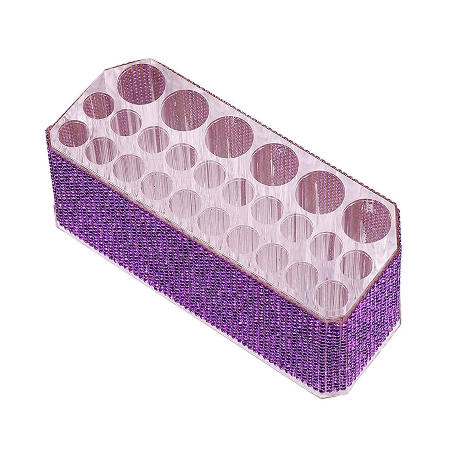 Hsioluted 1 Rhinestones Acrylic 26-Slot Cosmetic Brush Holder, Multipurpose Pen & Makeup for Dresser Vanity Large Capacity Desk Brush Organiser